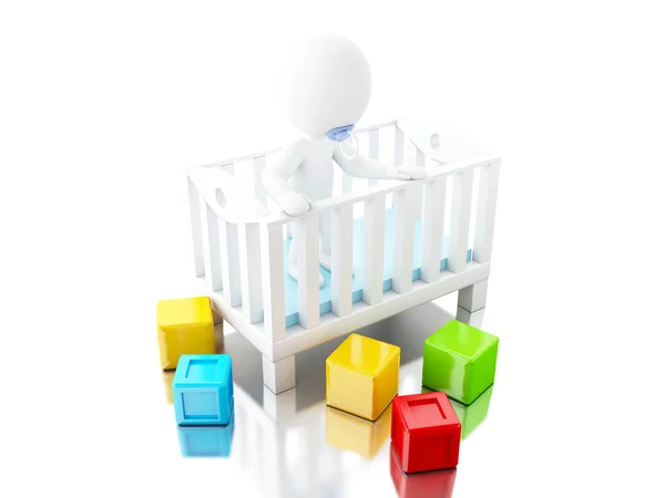 3D znaków noworodka na łóżeczko dziecięce z zabawki — Zdjęcie stockowe