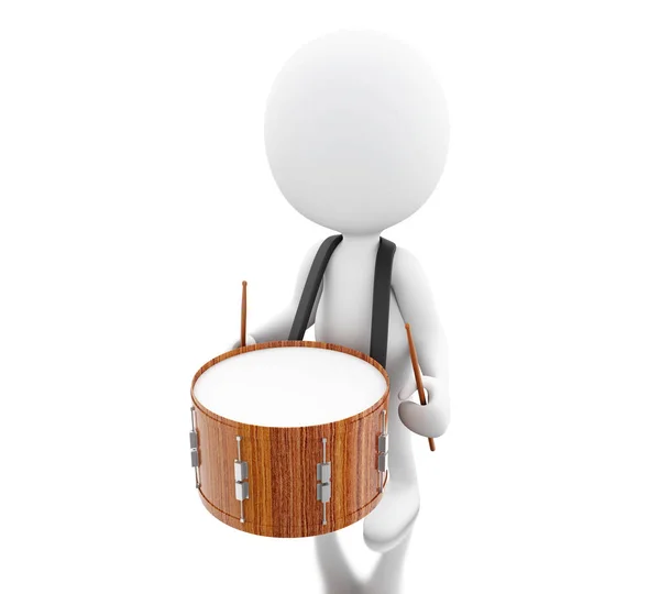3d I bianchi suonano il tamburo con le bacchette — Foto Stock