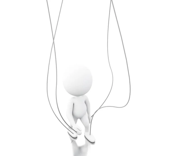 3d branco pessoa manipulada por cordas — Fotografia de Stock