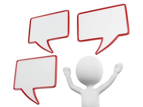 3d White person with empty speech bubbles — Stock Photo, Image