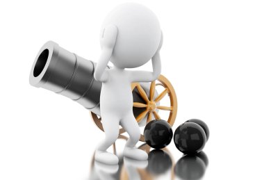 Beyaz insanlarla 3D: eski savaş topu