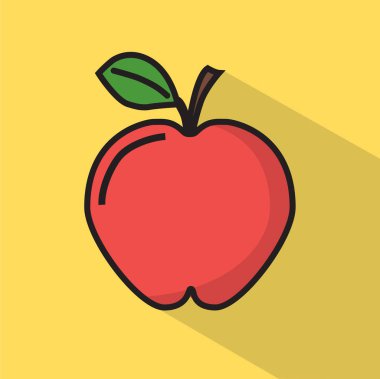 Elma ikonu. vektör illüstrasyonu 