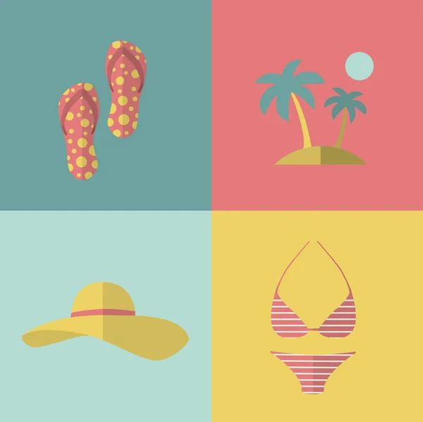 Letní dovolená ikony. Vektorové ilustrace — Stockový vektor