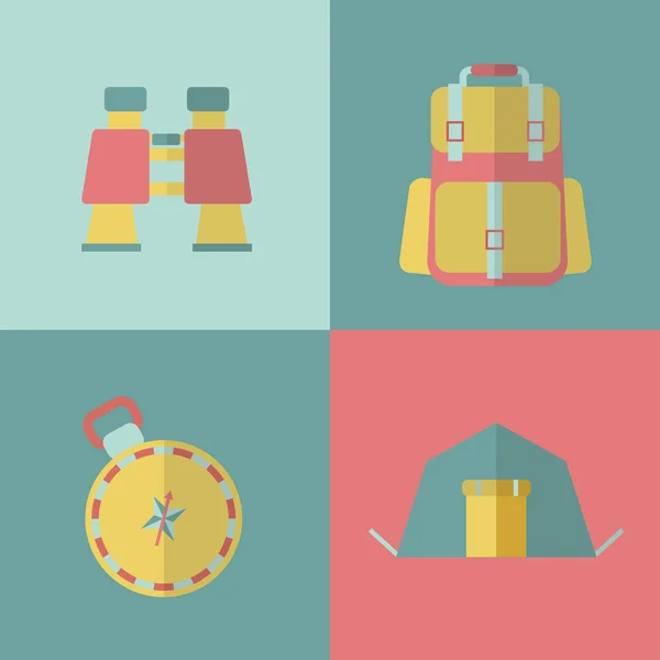 Iconos de camping. Ilustración vectorial — Vector de stock