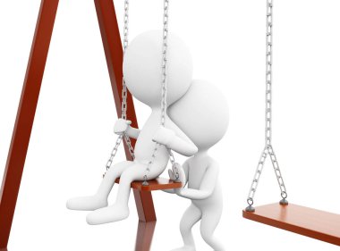 3D beyazlar salıncak üzerinde.