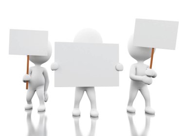 3d beyaz insanlar protesto 