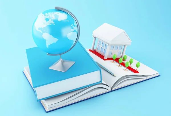 3d School accessories on a opened book — Stock Photo, Image