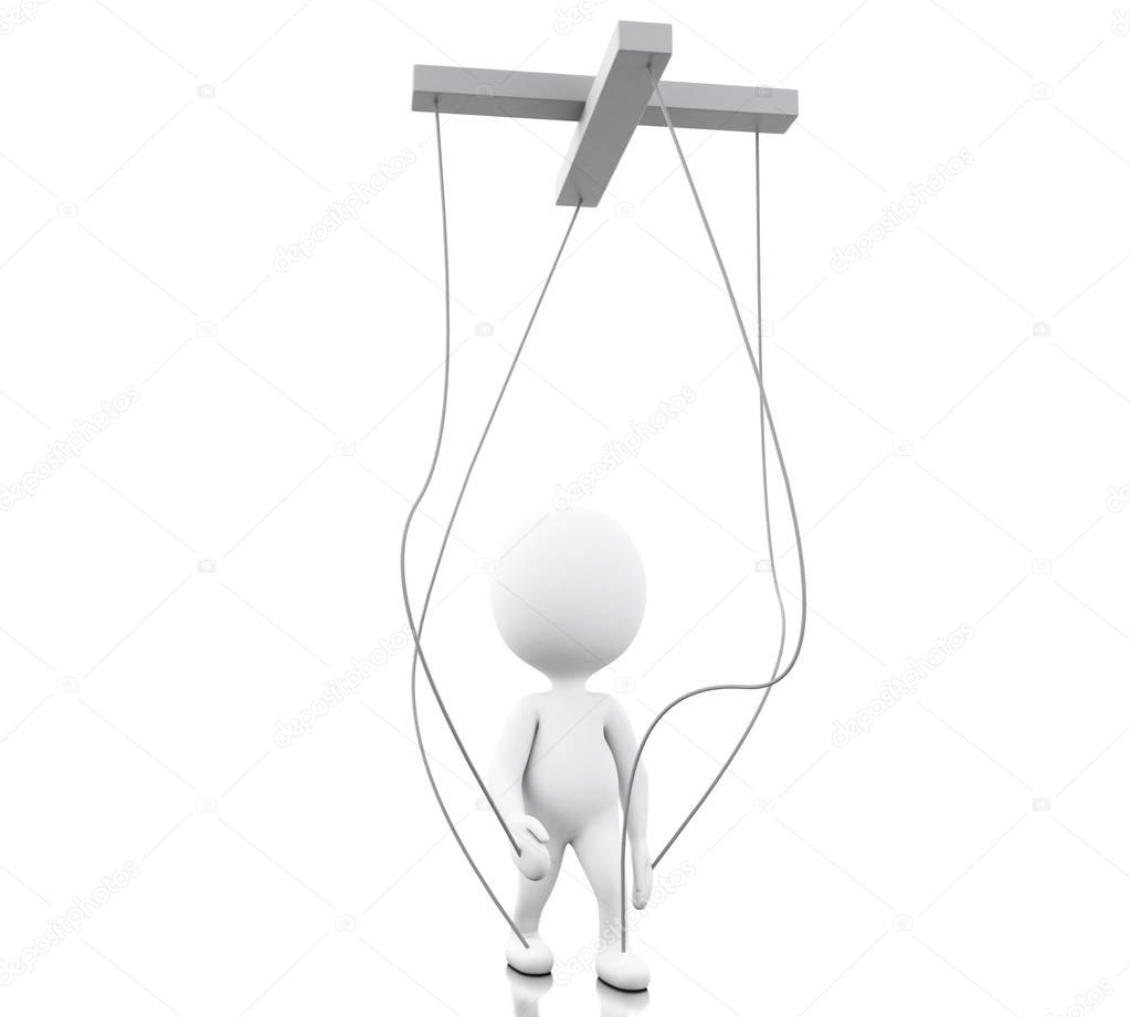3d White person manipulated by strings