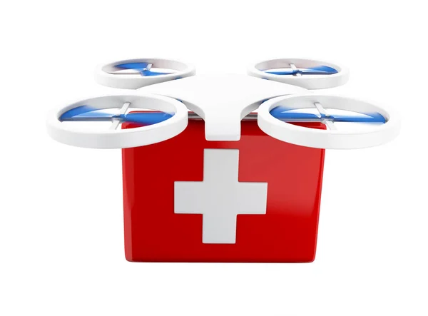 3D Drone carrying a first aid kit. — Stock Photo, Image
