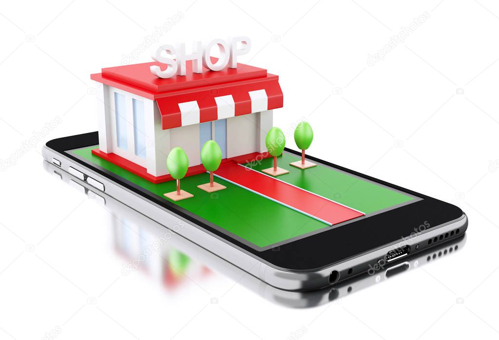 3d Smartphone with store. 
