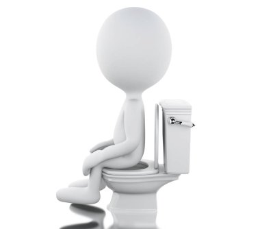 Tuvalette 3D beyaz insanlar