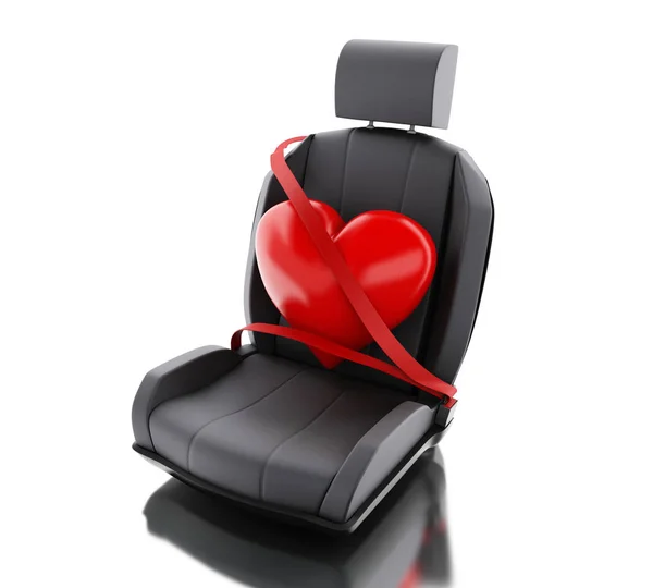 3D serca z pasem bezpieczeństwa auto — Zdjęcie stockowe
