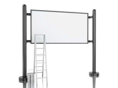 merdiven ve boya buck ile 3D boş sokak reklam billboard