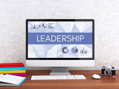 word liderlik ile 3D bilgisayar.