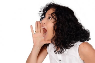 Woman shouting and screaming. clipart