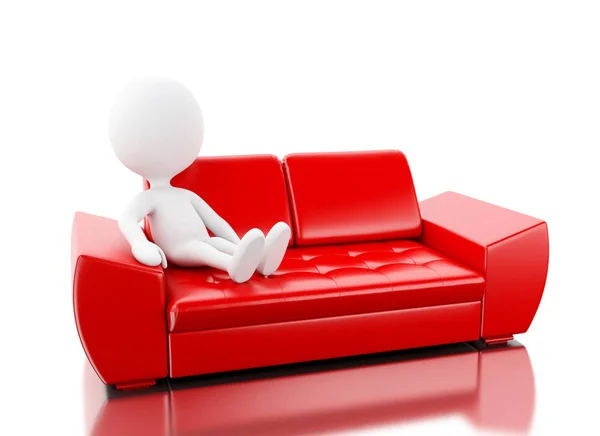 3d White people relaxed on couch. — Stock Photo, Image
