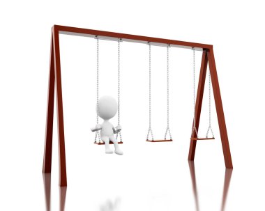 3D beyazlar salıncak üzerinde.