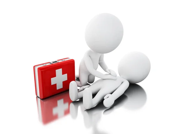 3d White people providing first aid support — Stock Photo, Image