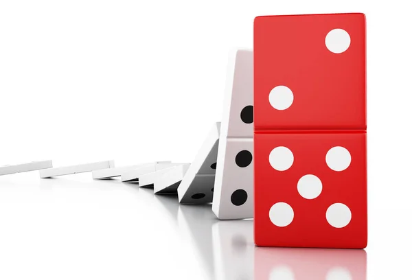 3D dominó csempe egy sorban alá — Stock Fotó