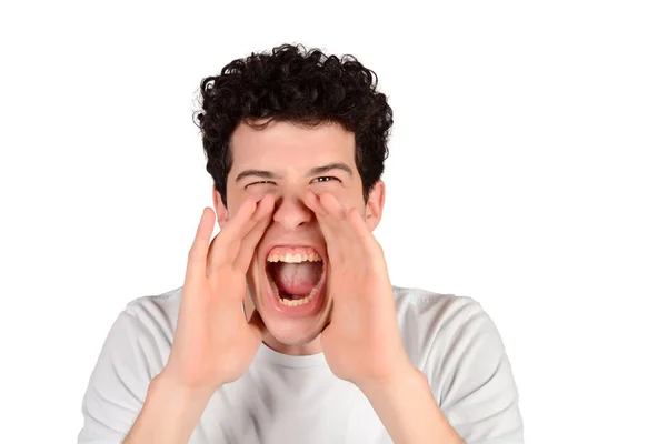 Portret van een jonge man schreeuwen — Stockfoto