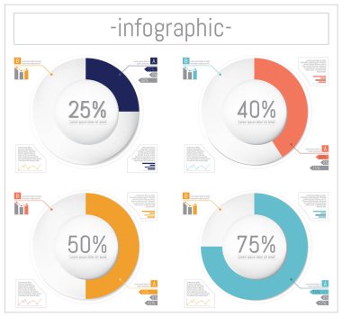 Vektör çizim. Infographic şablonları iş grafik kümesi