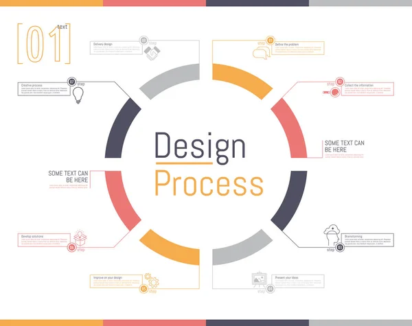 Ilustración vectorial. Infografía del proceso de diseño . — Archivo Imágenes Vectoriales