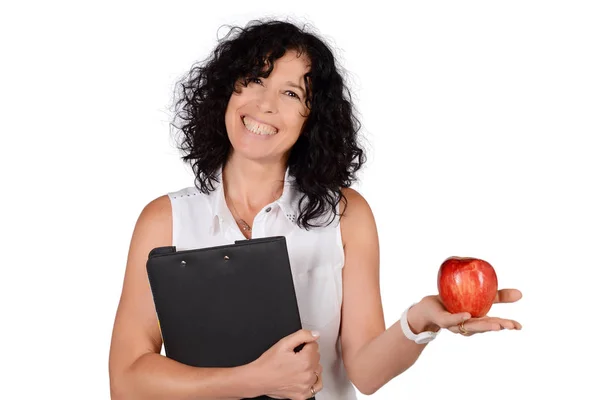 School teacher with an apple. — Stock Photo, Image