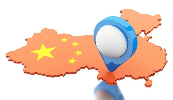 3D-China kaart met aanwijzer — Stockfoto