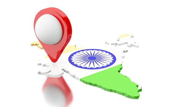 用指针的 3d 印度地图。 — 图库照片