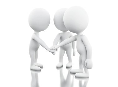 3d beyaz insanlar ellerini katılmadan