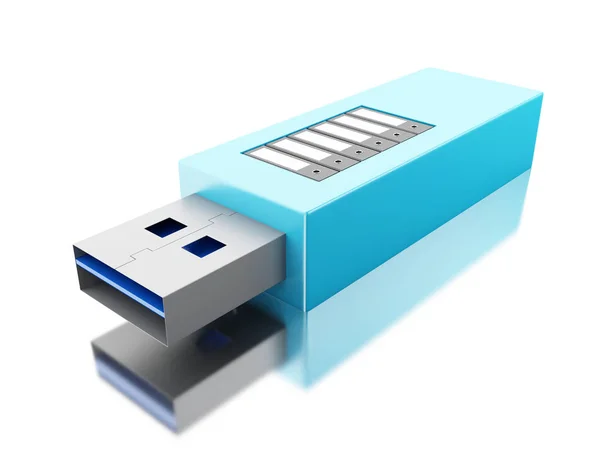 Lecteur USB 3d avec dossiers de données — Photo