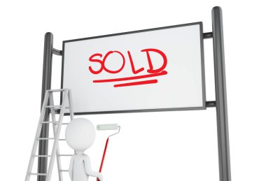 Beyaz insanlarla 3D satılan reklam billboard