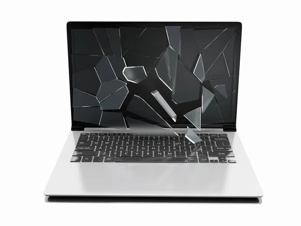 Laptop 3d con schermo rotto — Foto Stock