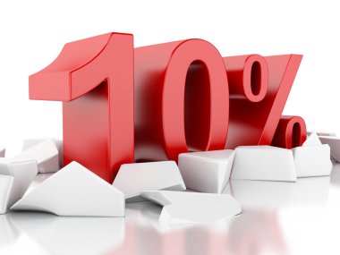 kırık yüzey üzerinde 3D % 10 simgesi