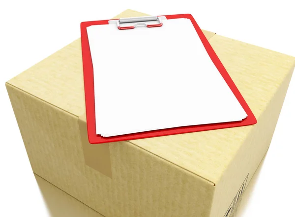 3d Cardboard boxes with chek list — Stock Photo, Image