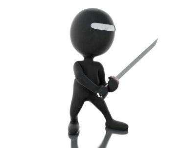 agresif duruş kılıç ile 3D ninja