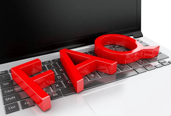 3d Close up view of FAQ on laptop pc — Stock Photo, Image