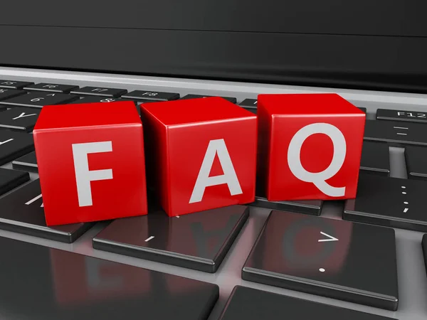 3d Close up view of FAQ cubes on keyboard — Stock Photo, Image
