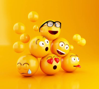 3D Emojis kutsal kişilerin resmi ile yüz ifadeleri.