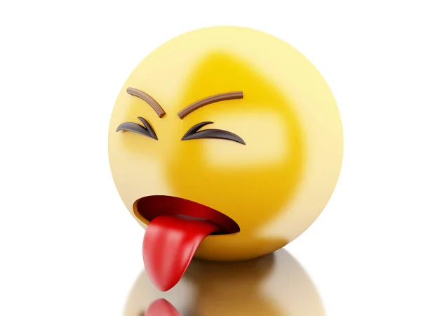 3D ziek emoticon met tong uit — Stockfoto