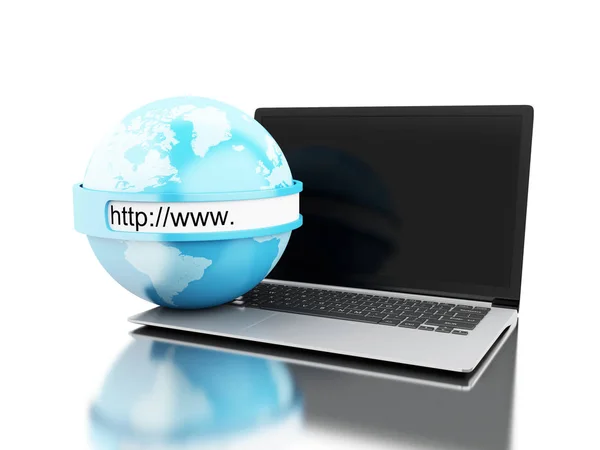 3d Earth with computer laptop — Stock Photo, Image