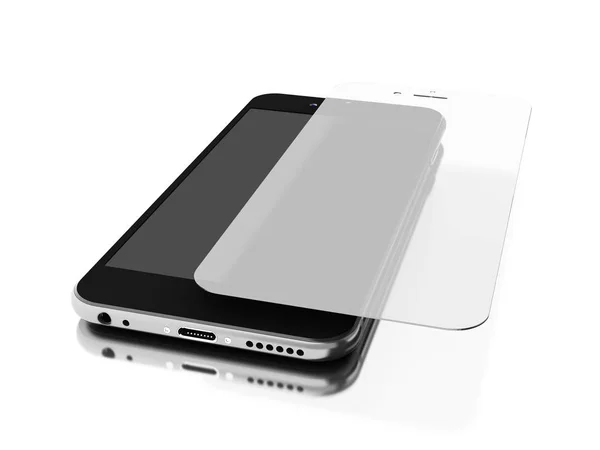 3d Smartphone con schermo di protezione vetro — Foto Stock