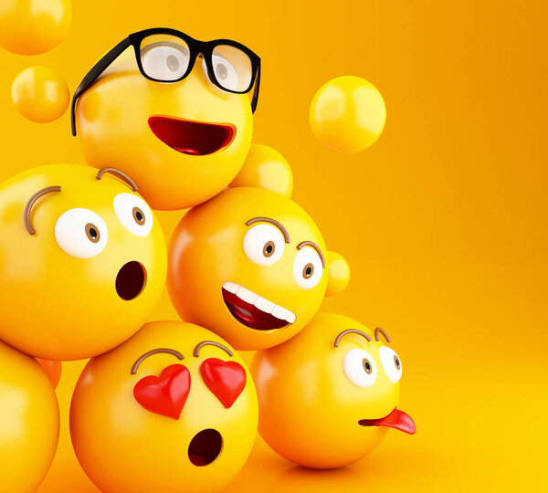 3d Emojis icons with facial expressions. — Stock Photo, Image