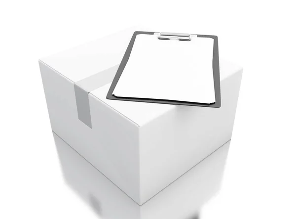 Cajas de cartón 3d con lista de chek — Foto de Stock