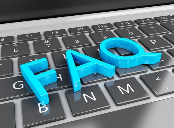 3d Close up view of FAQ on laptop pc — Stock Photo, Image