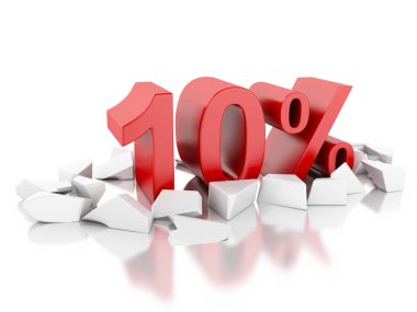 kırık yüzey üzerinde 3D % 10 simgesi