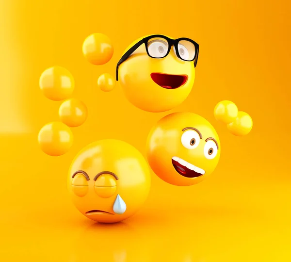 Iconos de emoticonos 3d con expresiones faciales . —  Fotos de Stock