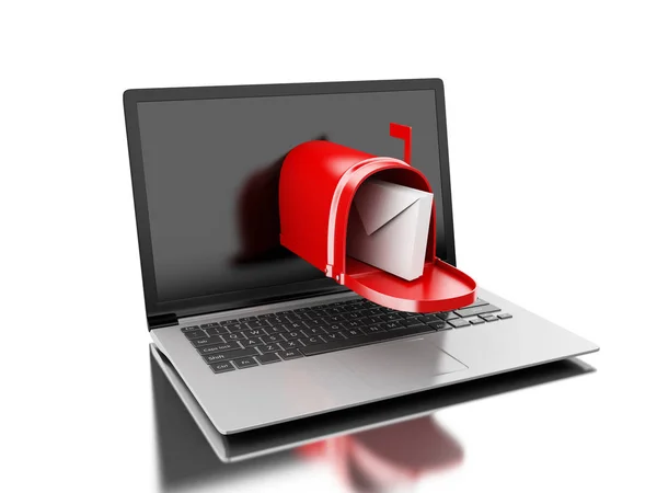 3d Mail delivery from computer laptop. — Stock Photo, Image