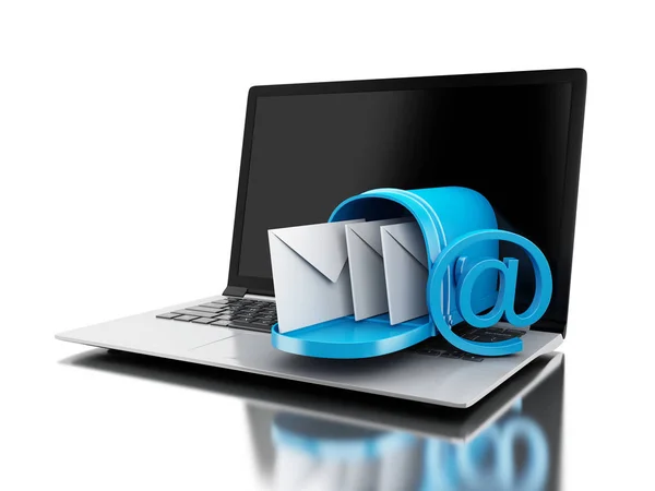 3d Mail delivery from computer laptop. — Stock Photo, Image