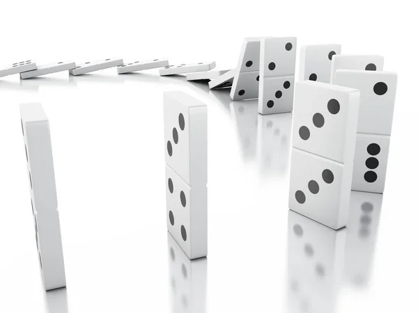 3d Domino tiles falling in a row — Stock Photo, Image
